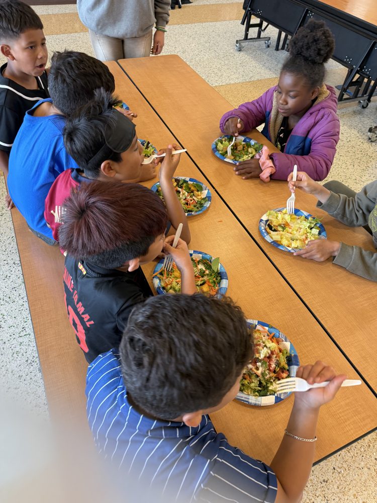 Students enjoying a meal they made